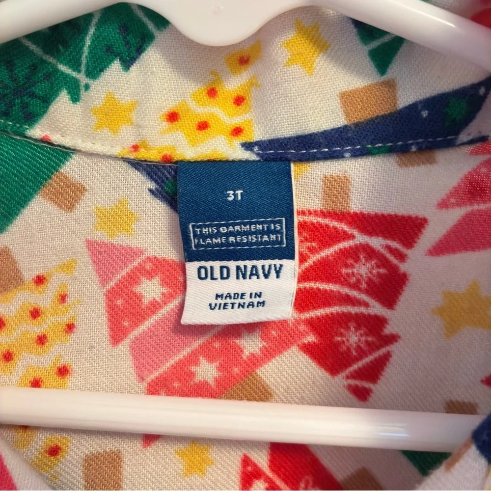 Old Navy Toddler Flannel Pajama Set Christmas Trees Multicolor Size 3T